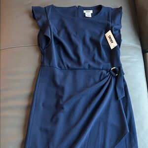 DKNY Asymmetrical Dress in Deep Blue